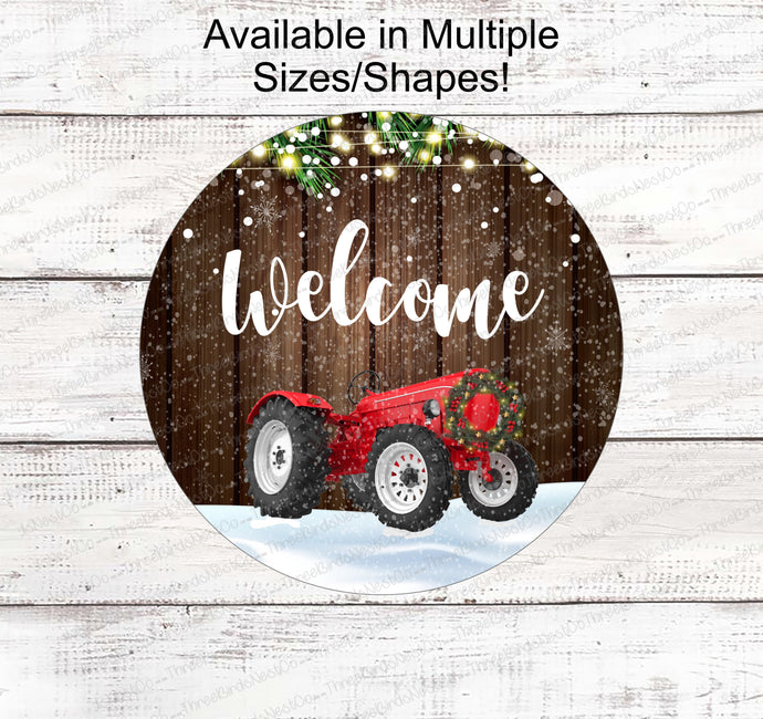 Tractor Signs - Farmhouse Christmas Signs - Christmas Wreath Sign - Christmas Tractor - Tractor Sign - Christmas Lights Sign