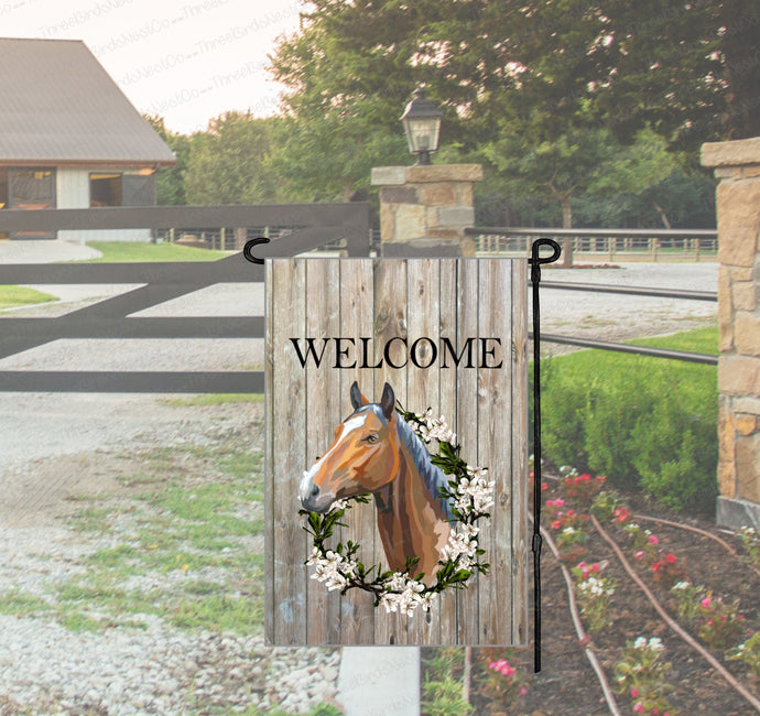 Horse Garden Flag - Welcome Garden Flag - Farm Garden Flag - Horse Gift - Custom Garden Flag - Yard Flag - Double Sided Garden Flag