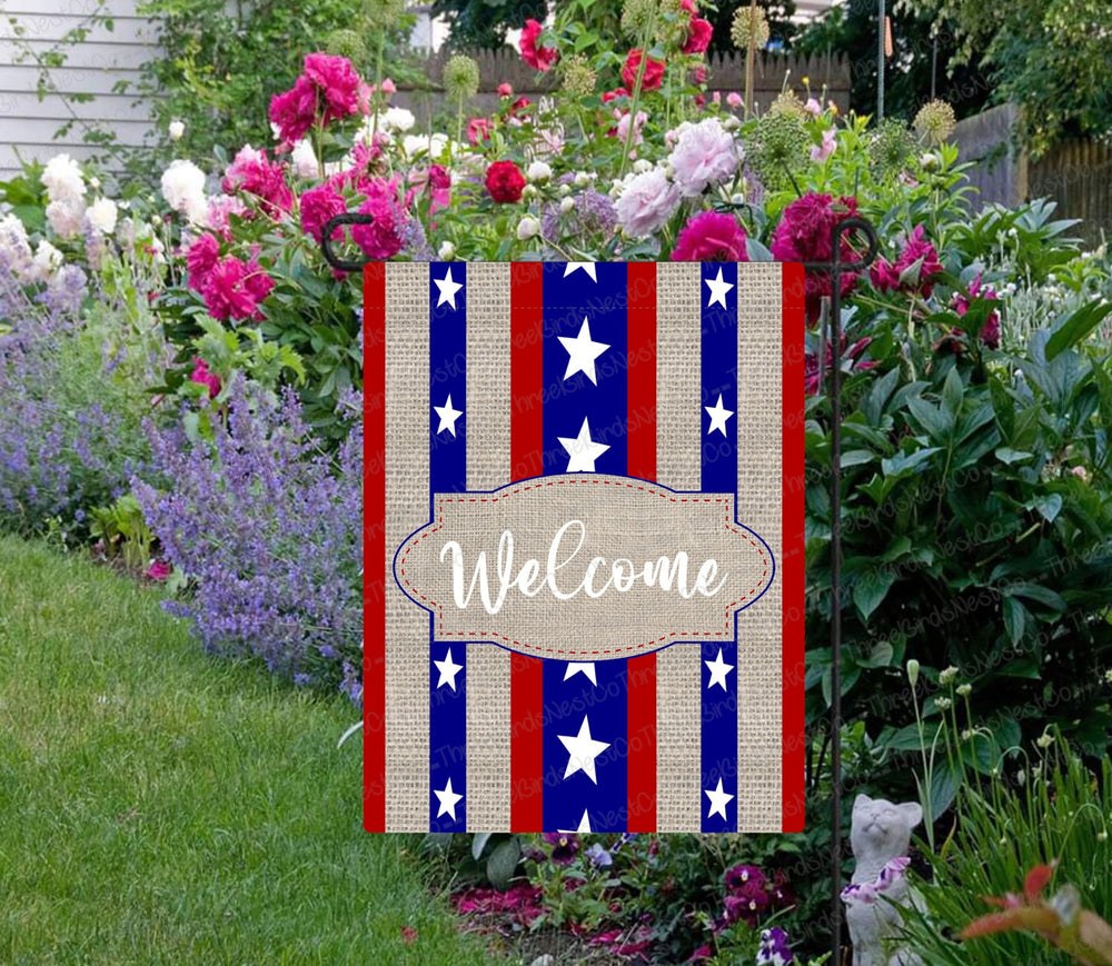 Garden Flag - Patriotic Garden Flag - American Flag - Welcome Flag - Custom Garden Flag - Yard Flag - Yard Art  Double Sided Garden Flag