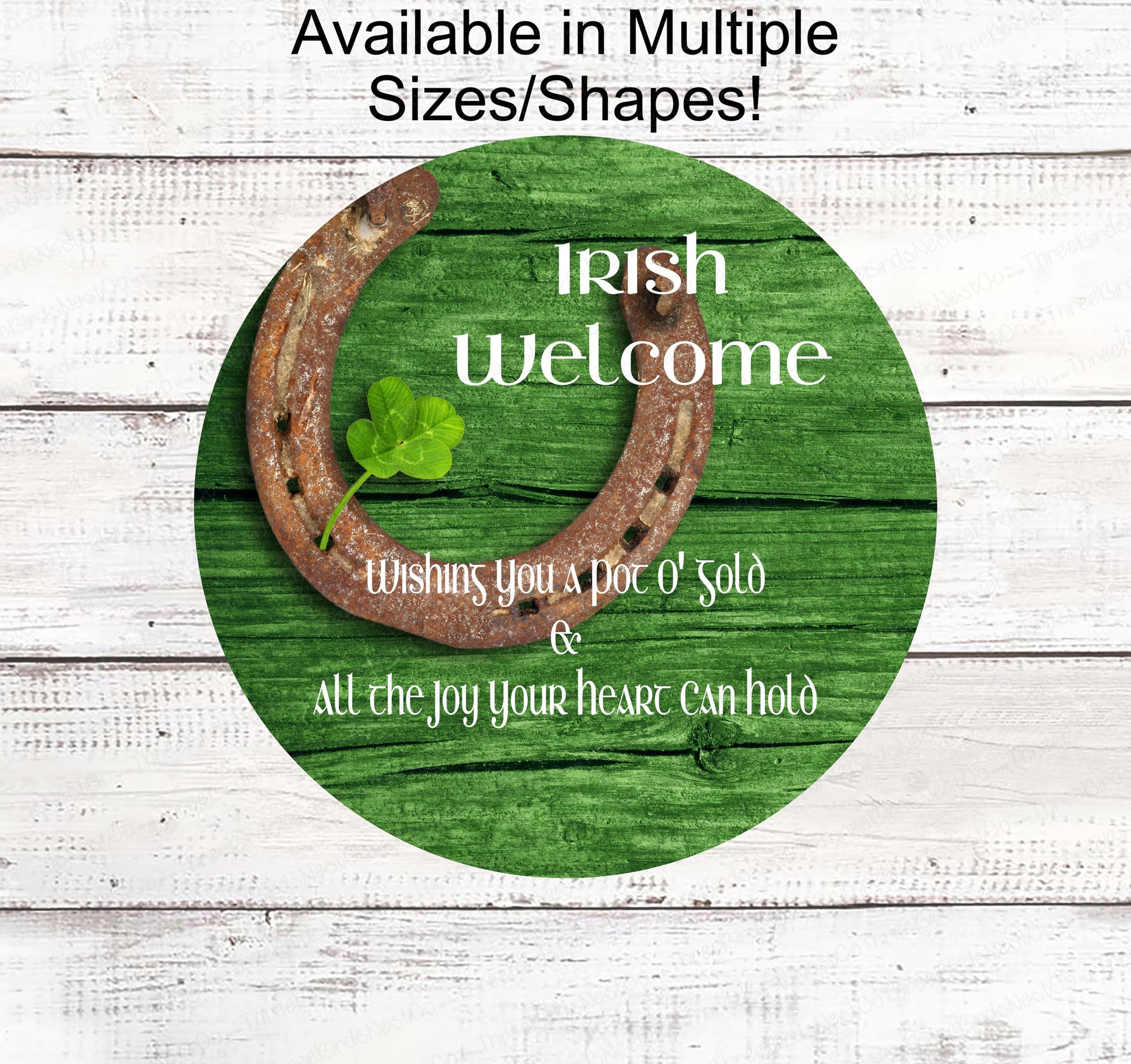 St Patricks Day Wreath Sign - Irish Welcome Sign - Shamrock Sign - Horseshoe Sign - St Patricks Day Sign - Clover Sign