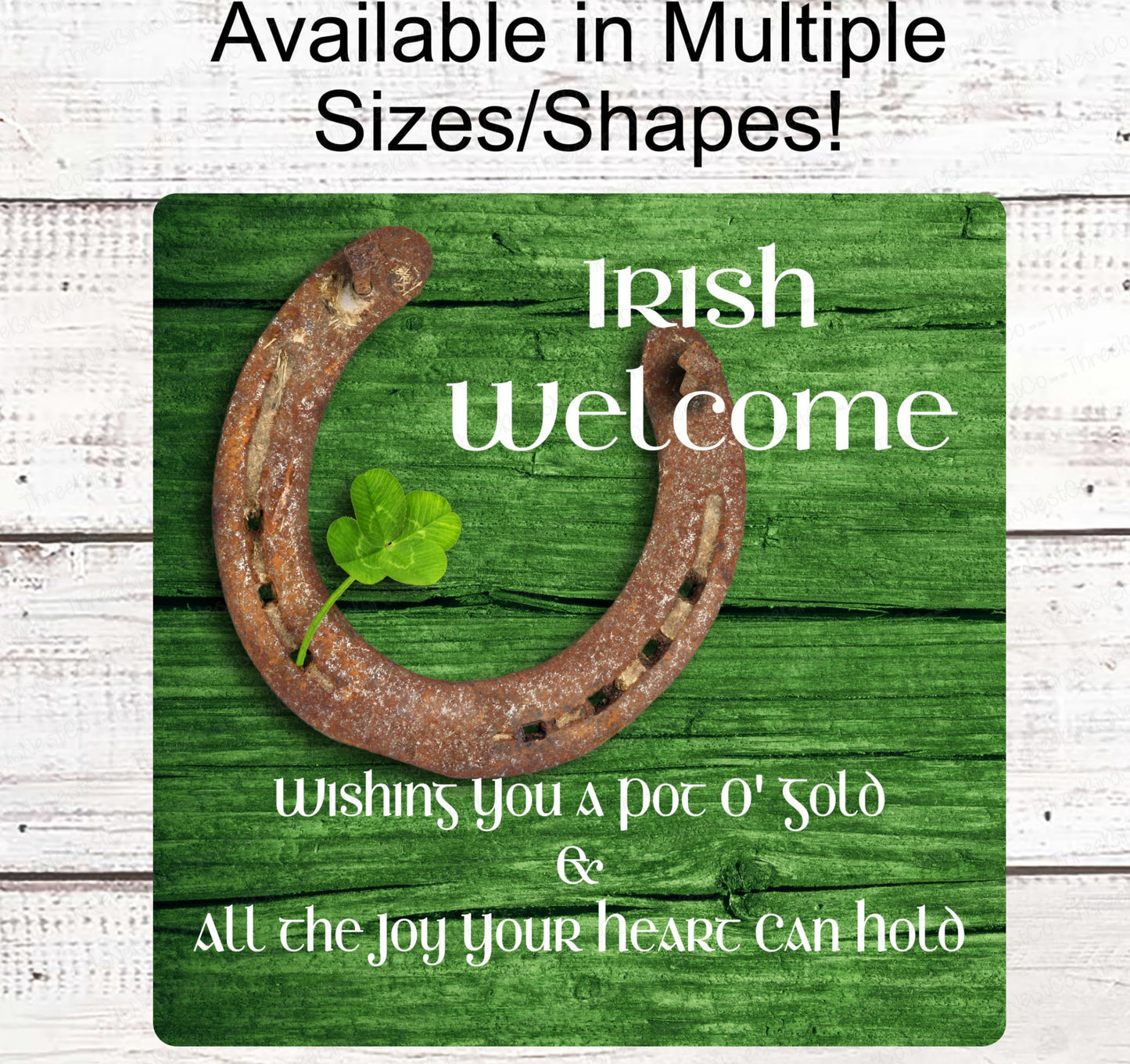 St Patricks Day Wreath Sign - Irish Welcome Sign - Shamrock Sign - Horseshoe Sign - St Patricks Day Sign - Clover Sign