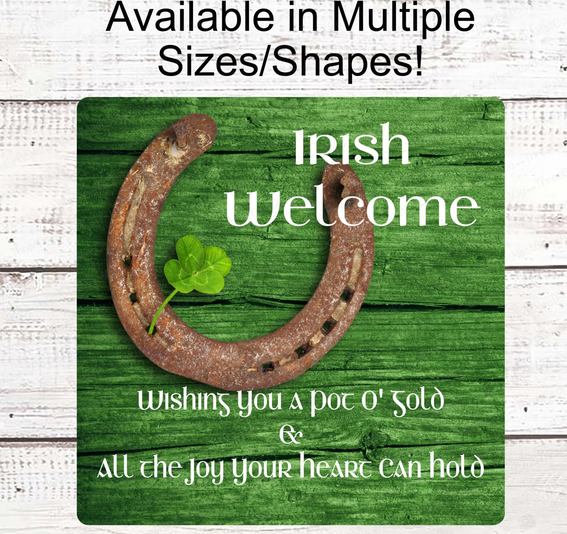 St Patricks Day Wreath Sign - Irish Welcome Sign - Shamrock Sign - Horseshoe Sign - St Patricks Day Sign - Clover Sign