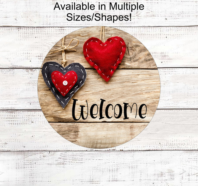 Valentines Day Sign - Welcome Sign - Rustic Valentines Day - Rustic Welcome Sign - Hearts Sign - Farmhouse Valentines Decor