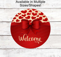 
              Valentines Day Sign - Vintage Valentines - Bow Sign - Welcome Sign - Hearts Welcome Sign - Hearts Sign - Metal Wreath Sign
            