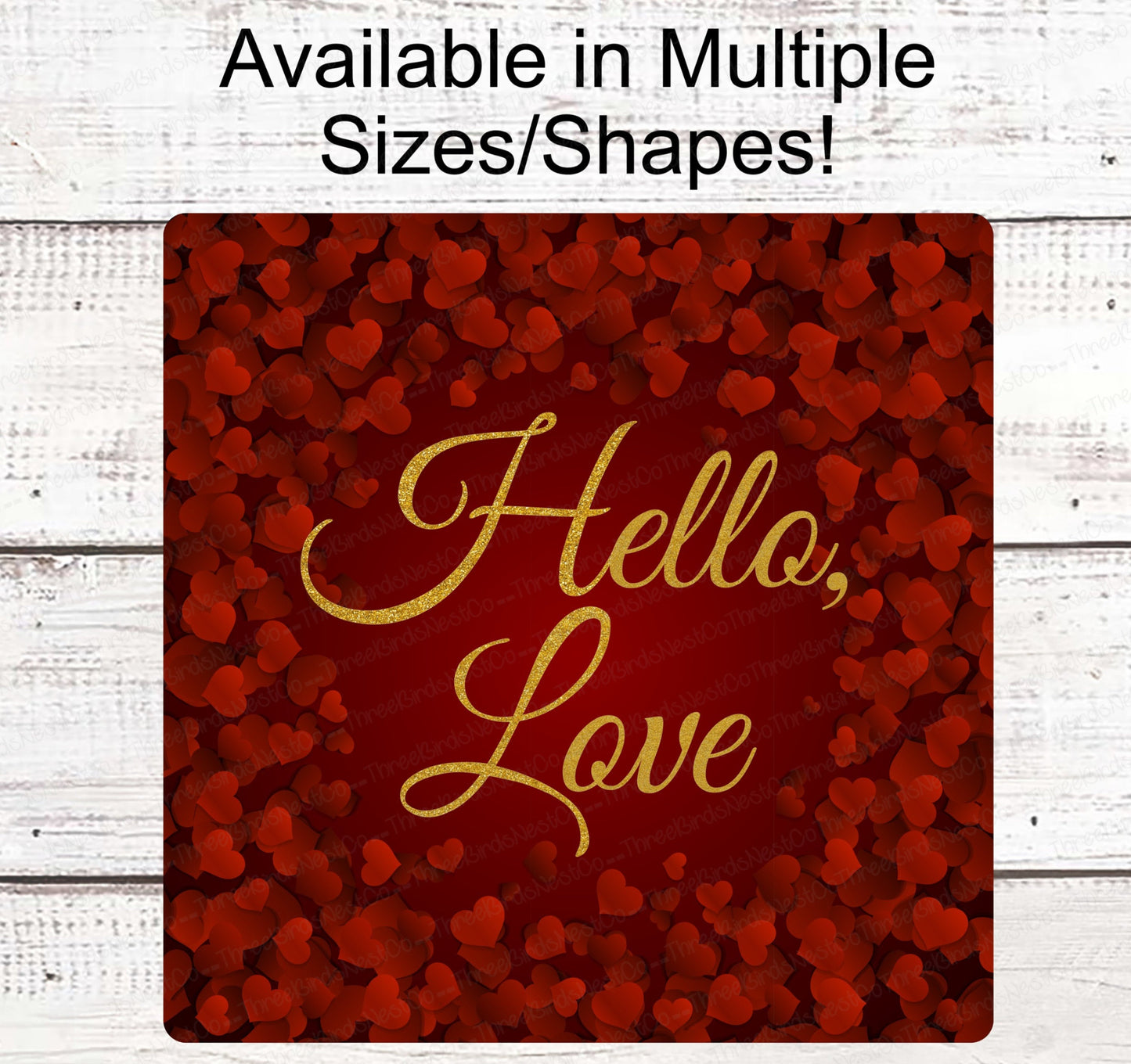Valentines Day Sign - Hello Love - Vintage Valentines - Bow Sign - Welcome Sign - Hearts Welcome Sign - Hearts Sign - Metal Wreath Sign