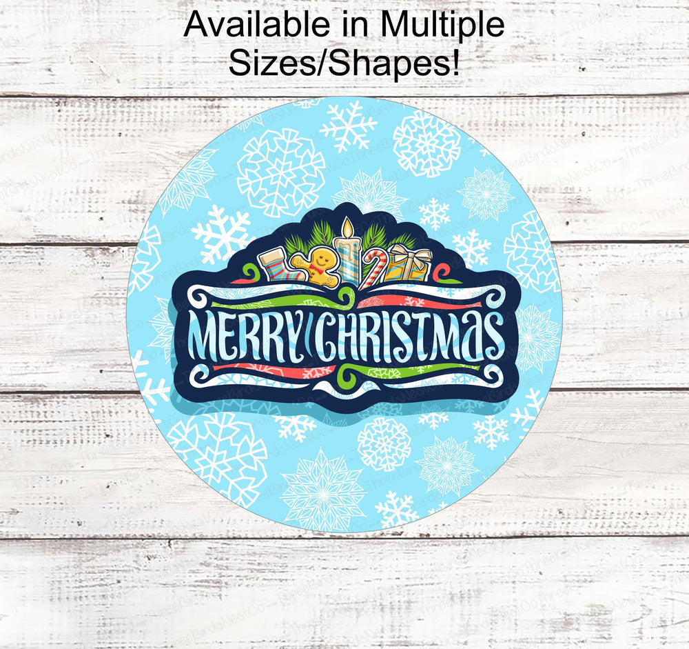 Christmas Wreath Sign - Gingerbread Man Sign - Winter Wreath Signs - Candy Cane Sign - Christmas Signs - Snowflakes Sign