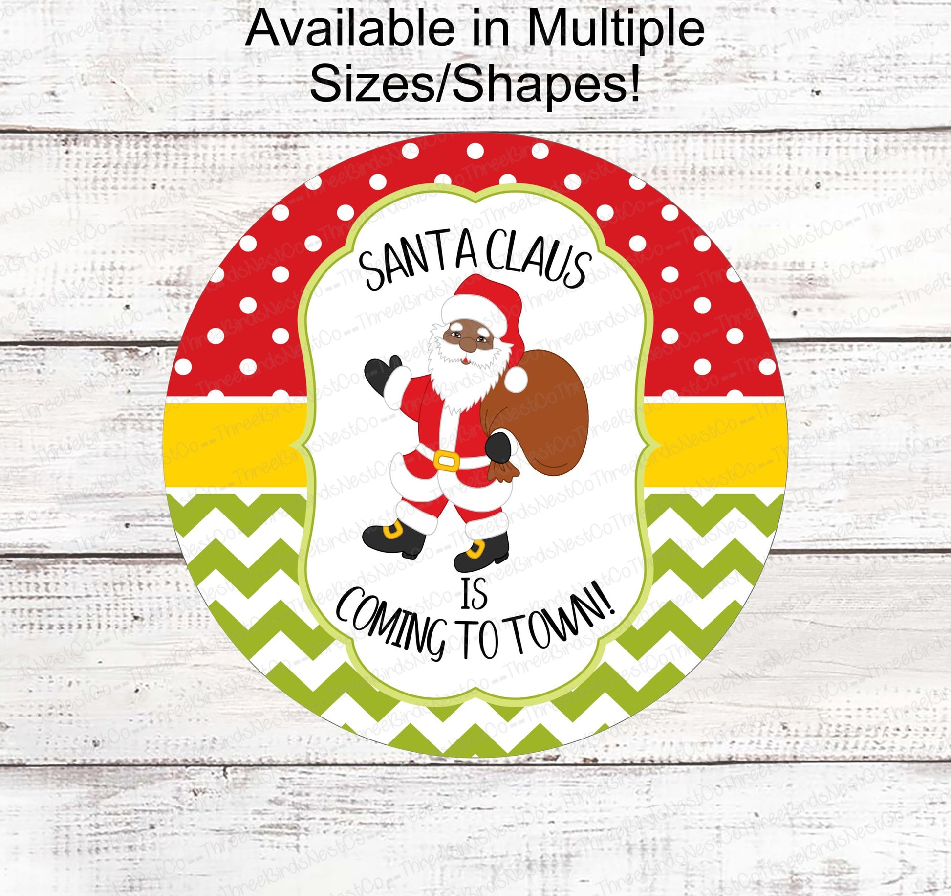 Christmas Wreath Signs - Santa Signs - Black Santa Claus - African American Santa - Santa Claus is Coming to Town - Christmas Signs