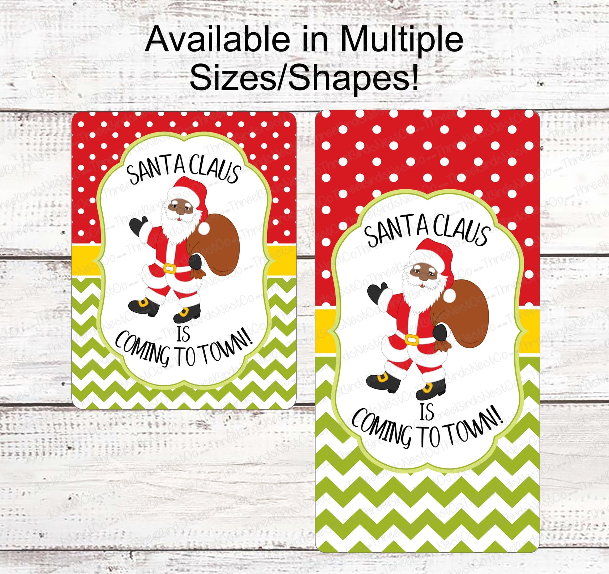 Christmas Wreath Signs - Santa Signs - Black Santa Claus - African American Santa - Santa Claus is Coming to Town - Christmas Signs
