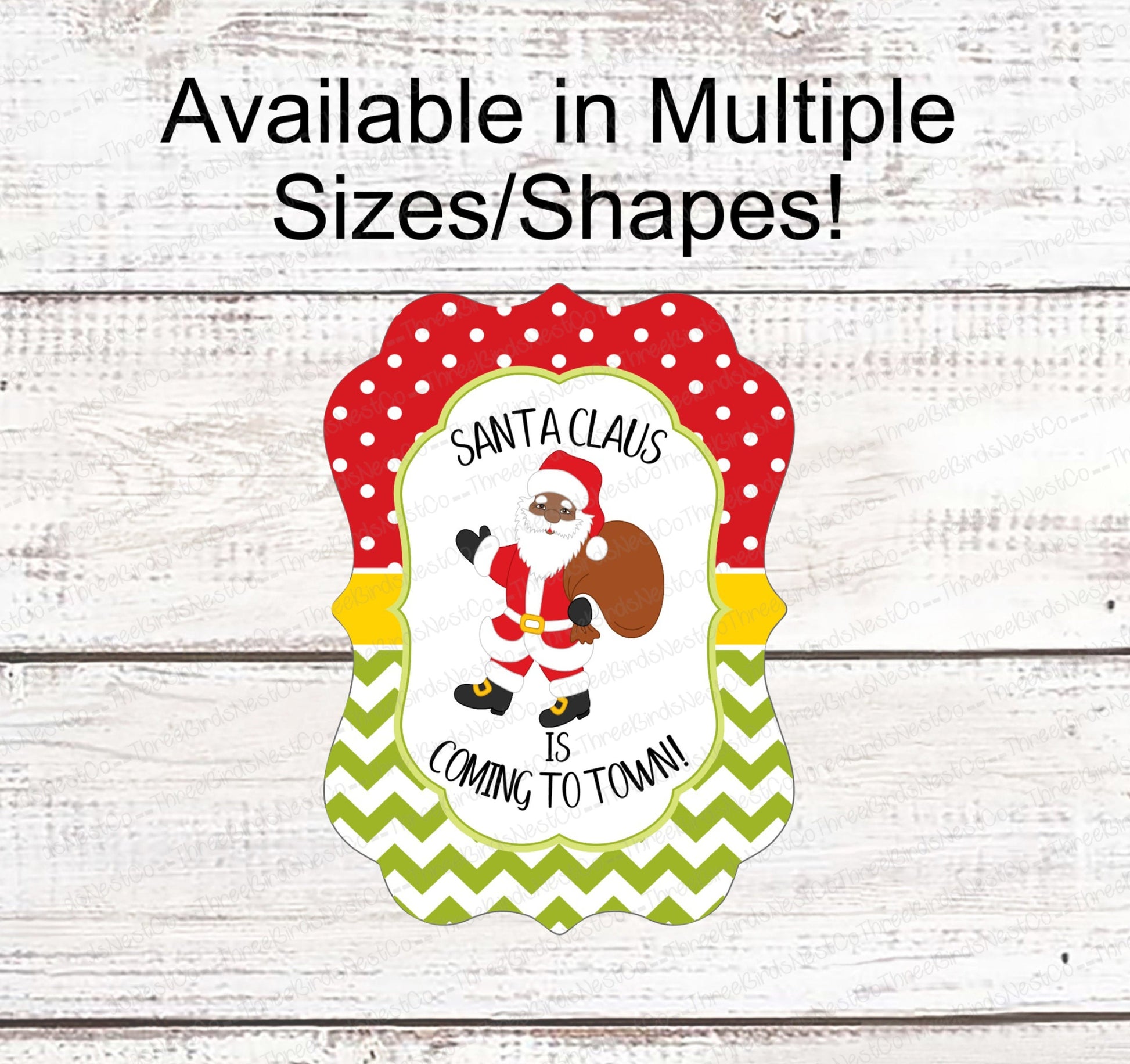 Christmas Wreath Signs - Santa Signs - Black Santa Claus - African American Santa - Santa Claus is Coming to Town - Christmas Signs