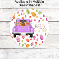 Easter Wreath Signs - Purple Truck - Easter Truck - Easter Truck Sign - Truck Wreath Sign - Easter Bunny Sign - Happy Easter Sign