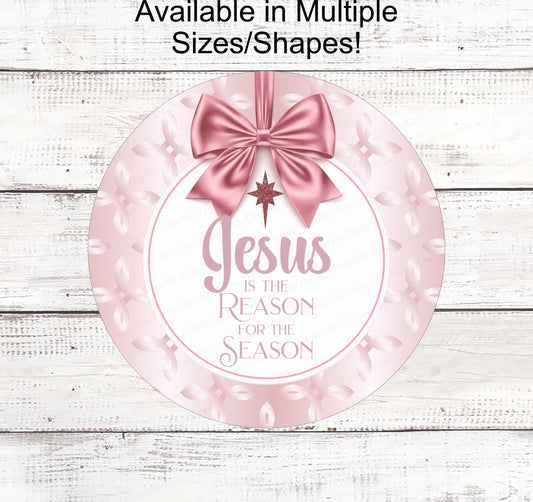 Christmas Wreath Signs - Christmas Sign - Jesus Sign - Jesus is the Reason - Rose Gold Sign - Christian Sign - Rose Gold Christmas