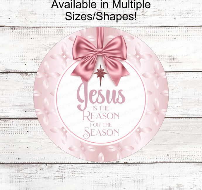 Christmas Wreath Signs - Christmas Sign - Jesus Sign - Jesus is the Reason - Rose Gold Sign - Christian Sign - Rose Gold Christmas