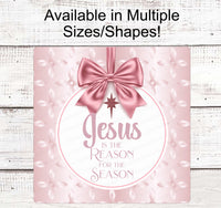 
              Christmas Wreath Signs - Christmas Sign - Jesus Sign - Jesus is the Reason - Rose Gold Sign - Christian Sign - Rose Gold Christmas
            