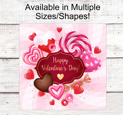 Valentines Day Sign - Valentines Wreath Sign - Valentines Candy - Lollypop Sign - Candy Sign - Happy Valentines Day - Heart Sign