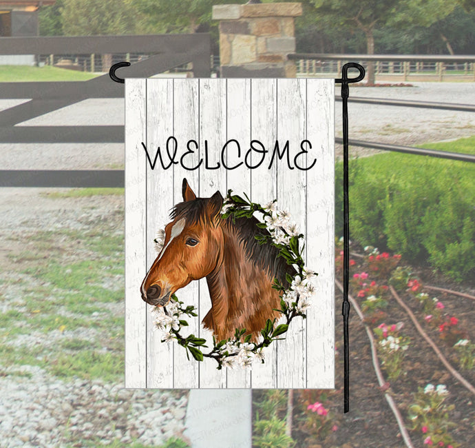 Horse Garden Flag - Welcome Garden Flag - Farm Garden Flag - Horse Gift - Custom Garden Flag - Yard Flag - Double Sided Garden Flag