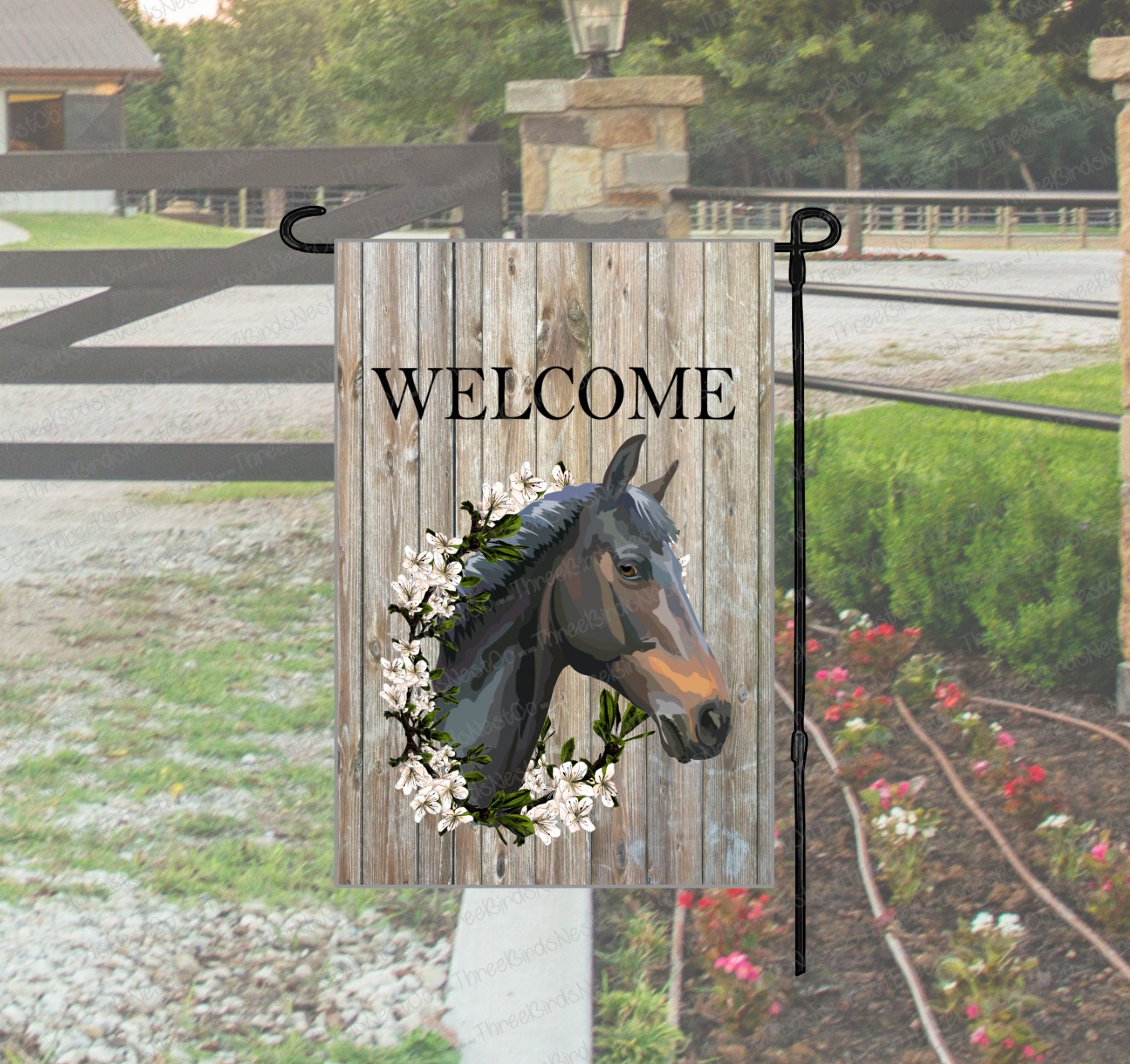 Horse Garden Flag - Welcome Garden Flag - Farm Garden Flag - Horse Gift - Custom Garden Flag - Yard Flag - Double Sided Garden Flag