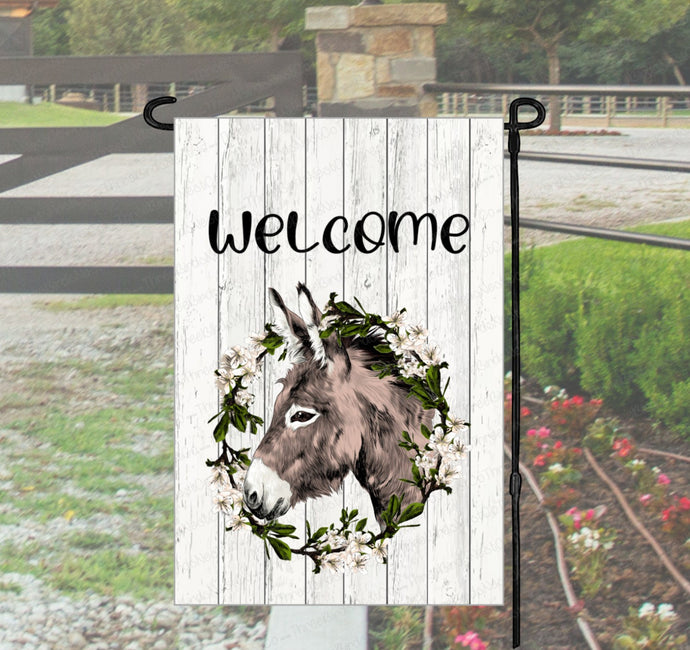 Donkey Garden Flag - Welcome Garden Flag - Farm Garden Flag - Donkey Gift - Custom Garden Flag - Yard Flag - Double Sided Garden Flag