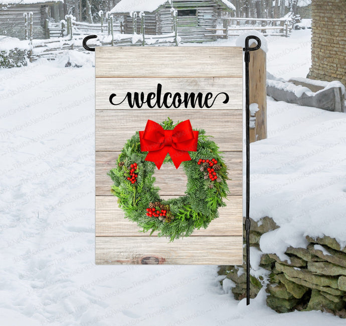 Winter Garden Flag -Christmas Garden Flag - Christmas Wreath Garden Flag- Double Sided Garden Flag