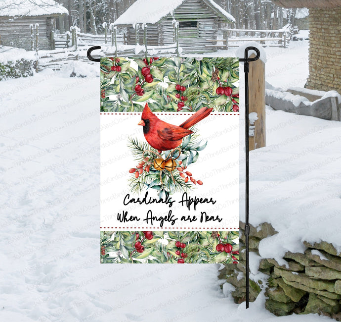 Winter Garden Flag - Christmas Garden Flag - Cardinal Garden Flag- Double Sided Garden Flag