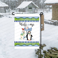 Winter Garden Flag - Christmas Garden Flag - Snowman Garden Flag- Penguin Garden Flag - Polar Bear Garden Flag - Double Sided Garden Flag