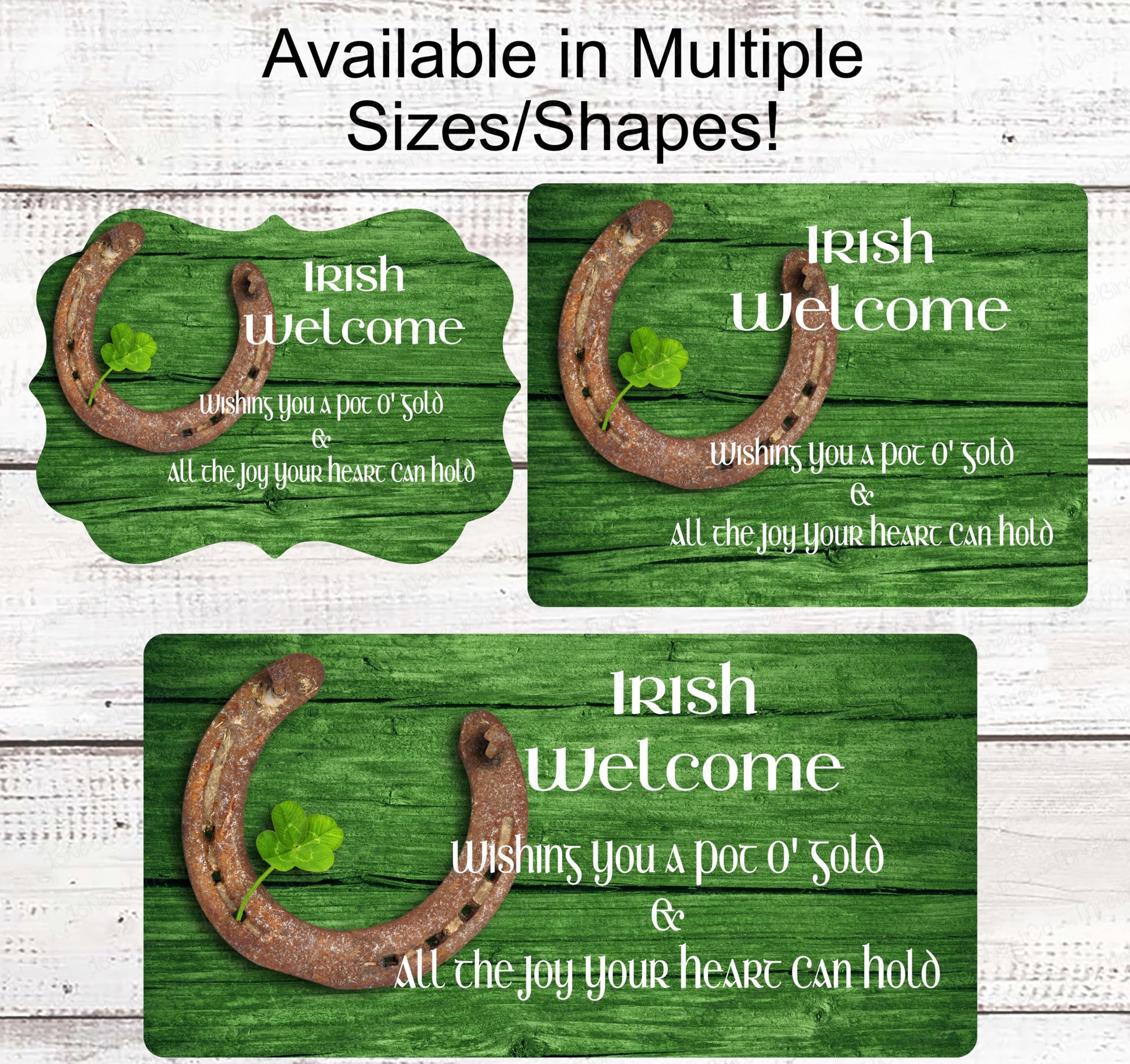 St Patricks Day Wreath Sign - Irish Welcome Sign - Shamrock Sign - Horseshoe Sign - St Patricks Day Sign - Clover Sign