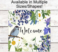 
              Welcome Wreath Sign - Spring Flowers Sign - Bluebird Sign - Bird Wreath Signs - Spring Wreath Signs - Every Sign
            
