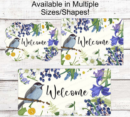 Welcome Wreath Sign - Spring Flowers Sign - Bluebird Sign - Bird Wreath Signs - Spring Wreath Signs - Every Sign