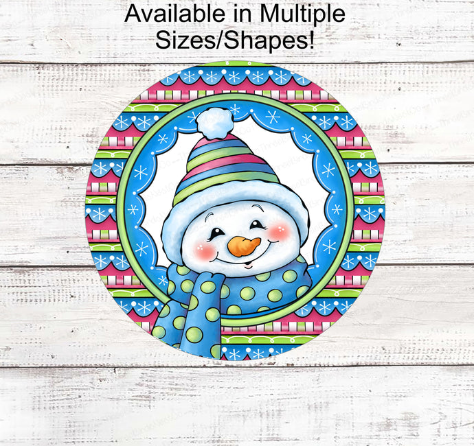 Snowman Sign - Welcome Wreath Sign - Snowman Wreath Signs - Pastel Christmas Sign - Pastel Snowman - Welcome Winter Sign