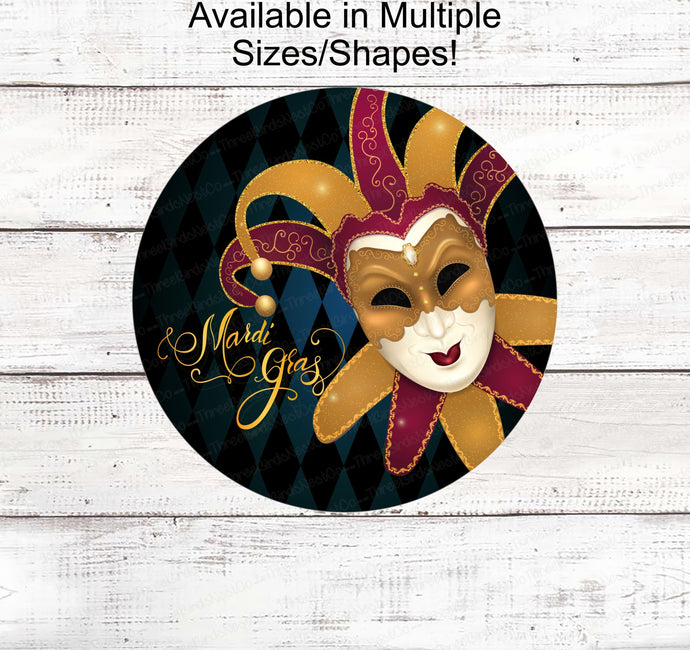 Mardi Gras Jester - Mardi Gras Wreath Sign - Mardi Gras Sign - Mardi Gras Mask Sign - Mardi Gras Decor