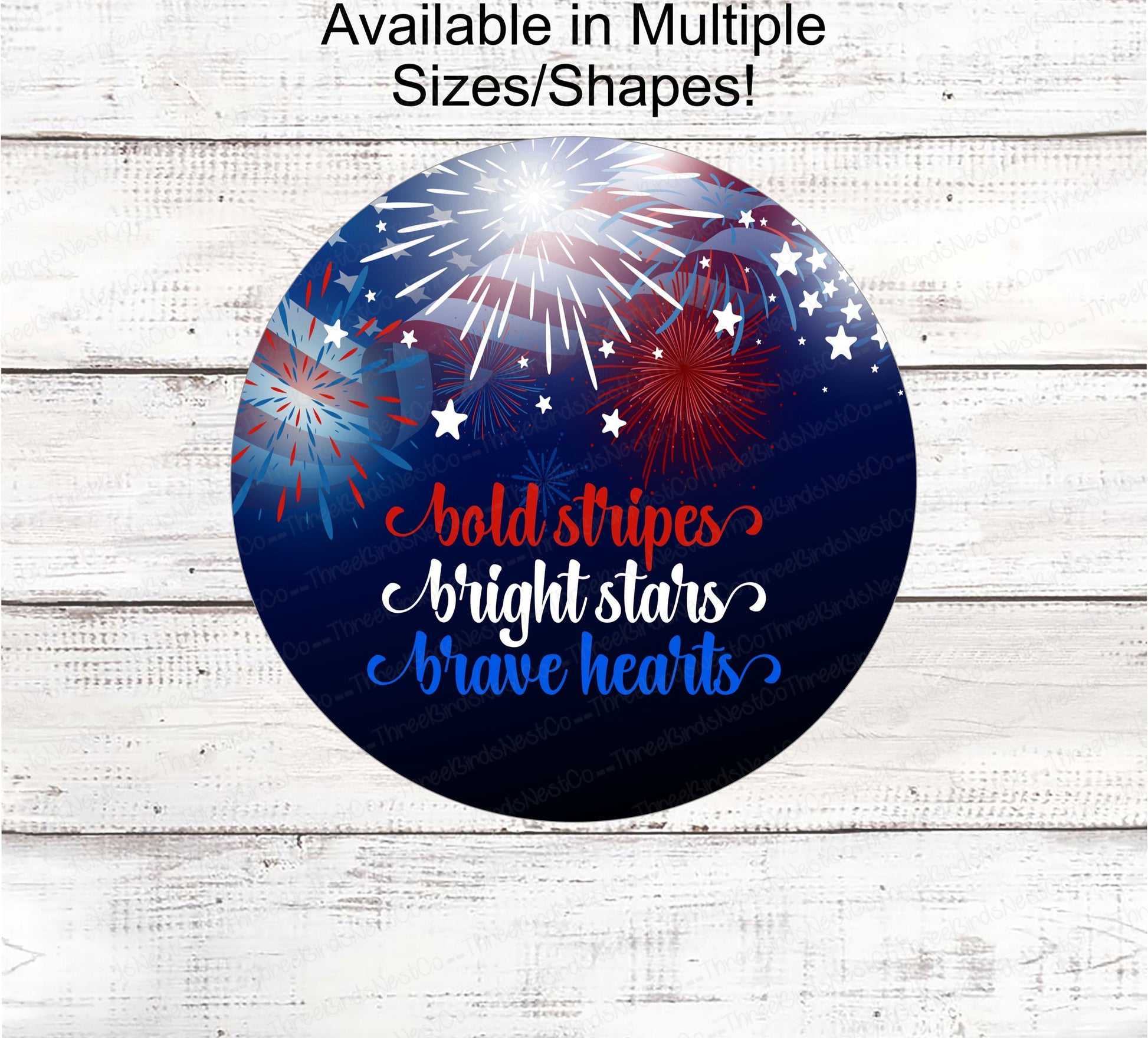 Patriotic Wreath Sign - Patriotic Sign - Fireworks Sign - Home of the Brave Sign - Patriotic Signs for Wreath - 4th of July Signs