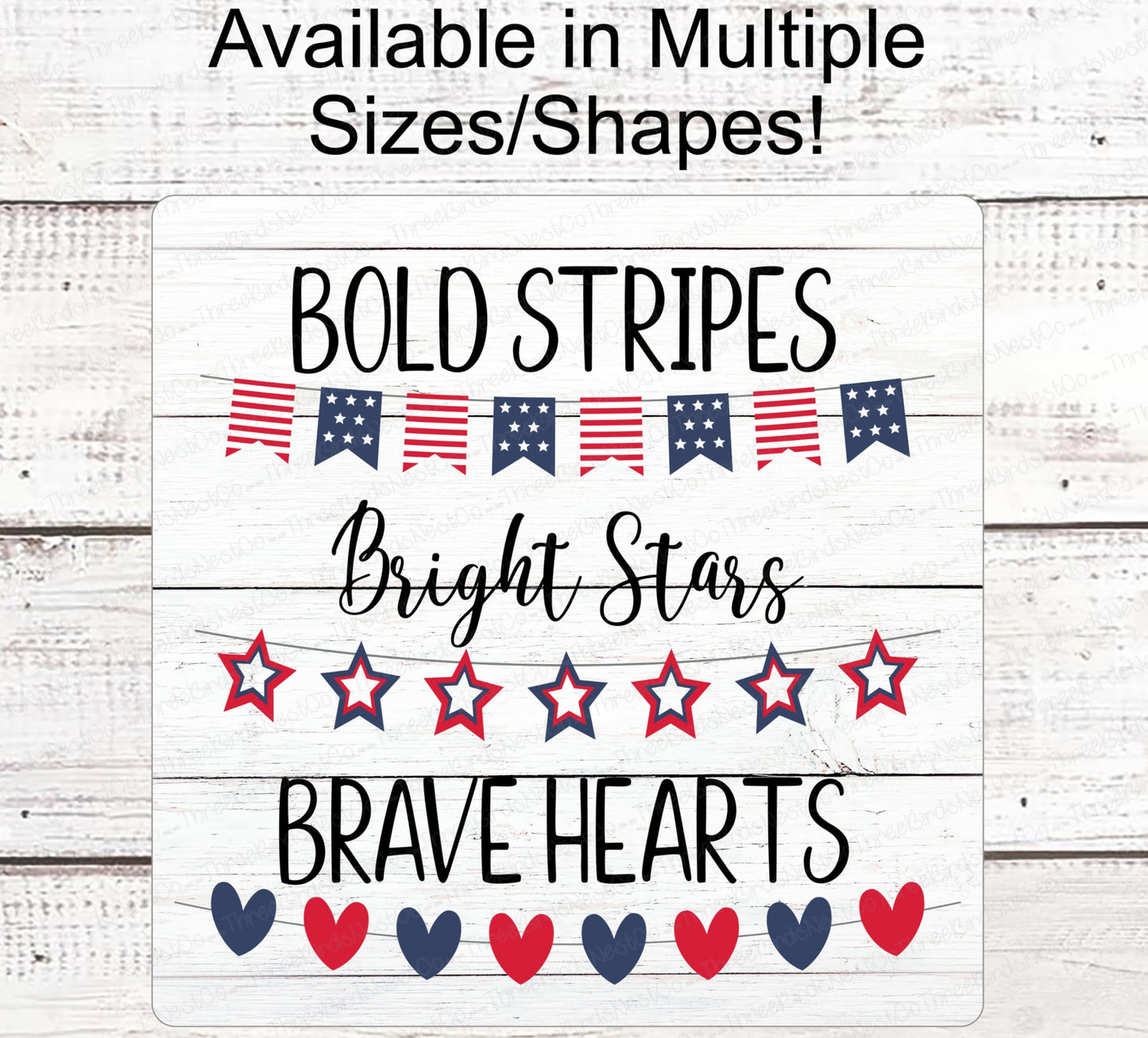 Patriotic Wreath Sign - Patriotic Sign - Fireworks Sign - Home of the Brave Sign - Patriotic Signs for Wreath - 4th of July Signs