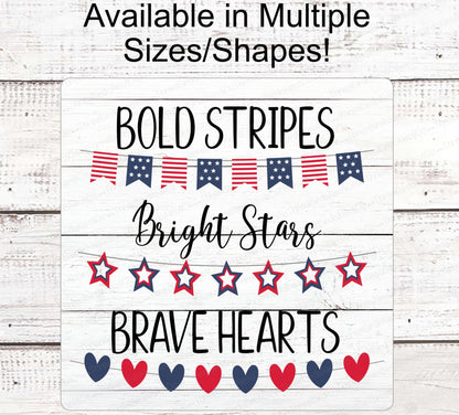 Patriotic Wreath Sign - Patriotic Sign - Fireworks Sign - Home of the Brave Sign - Patriotic Signs for Wreath - 4th of July Signs