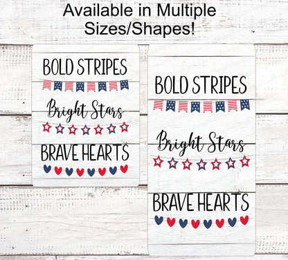 Patriotic Wreath Sign - Patriotic Sign - Fireworks Sign - Home of the Brave Sign - Patriotic Signs for Wreath - 4th of July Signs