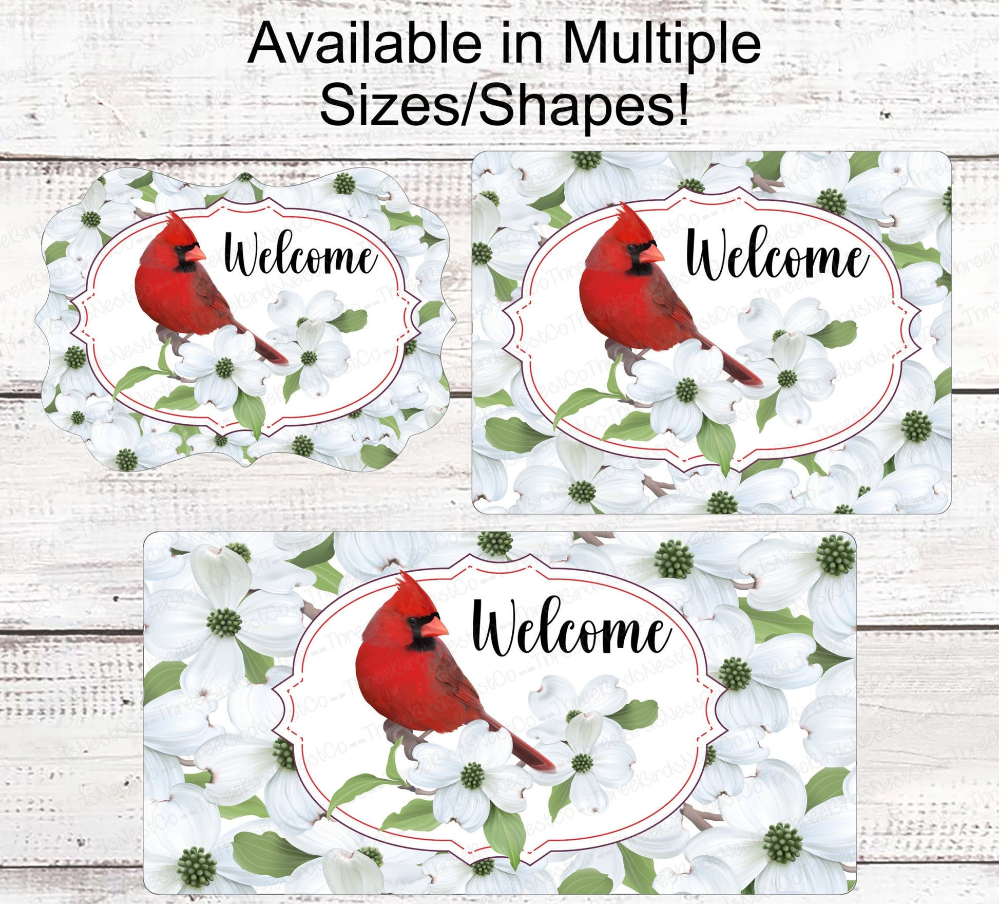 Cardinal Wreath Sign - Dogwood Sign - Cardinal Welcome Sign - Floral Wreath Sign - Bird Sign - Everyday Wreath Sign
