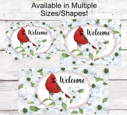 Cardinal Wreath Sign - Dogwood Sign - Cardinal Welcome Sign - Floral Wreath Sign - Bird Sign - Everyday Wreath Sign