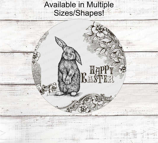 Vintage Easter - Easter Sign - Easter Bunny Sign - Easter Wreath - Metal Wreath Sign