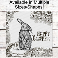 Vintage Easter - Easter Sign - Easter Bunny Sign - Easter Wreath - Metal Wreath Sign