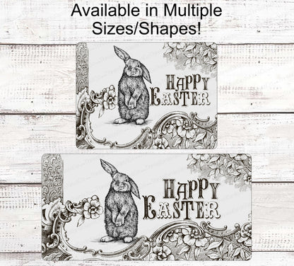 Vintage Easter - Easter Sign - Easter Bunny Sign - Easter Wreath - Metal Wreath Sign