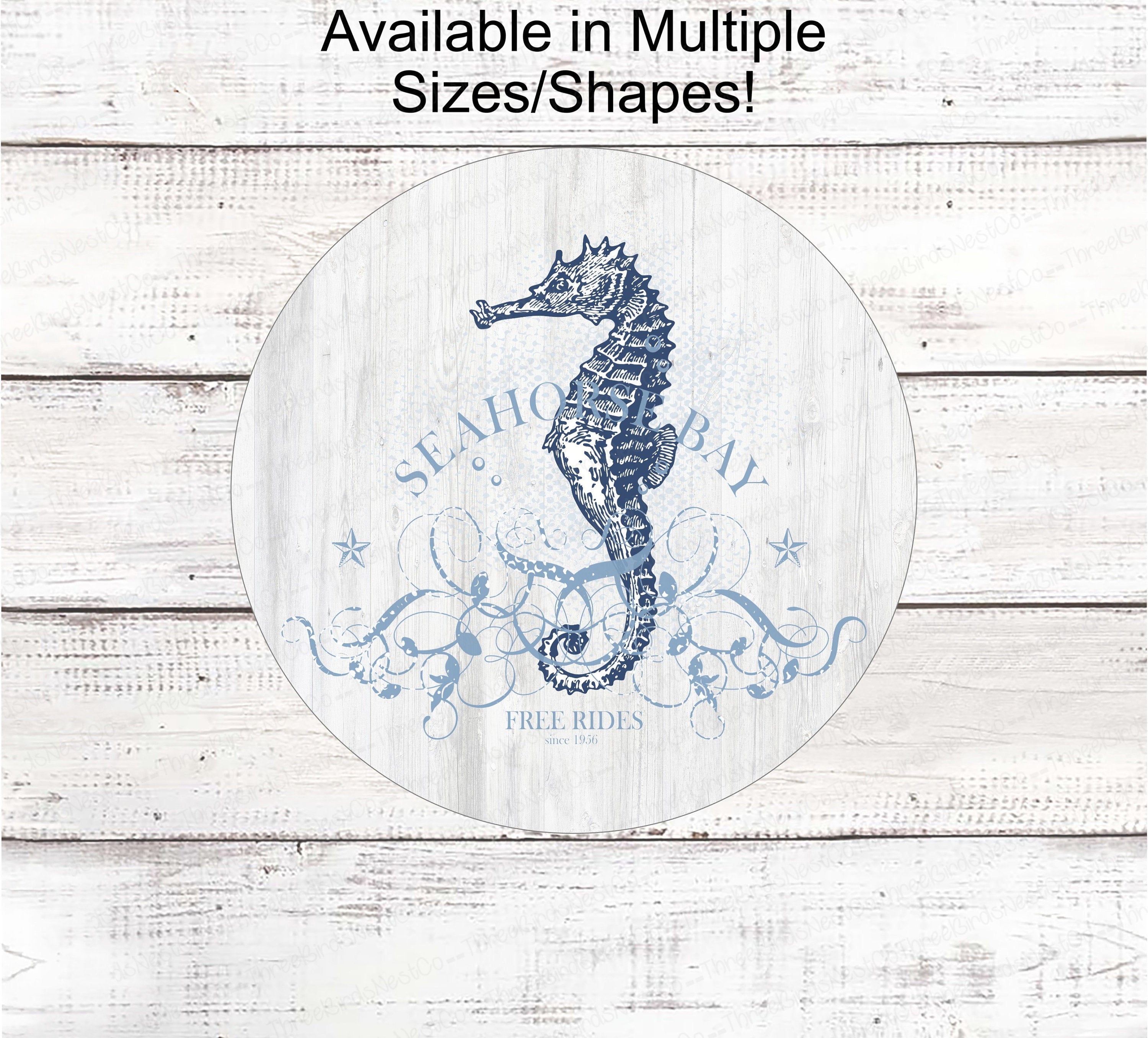 Seahorse Bay Vintage Beach Sign – Three Birds Nest Company