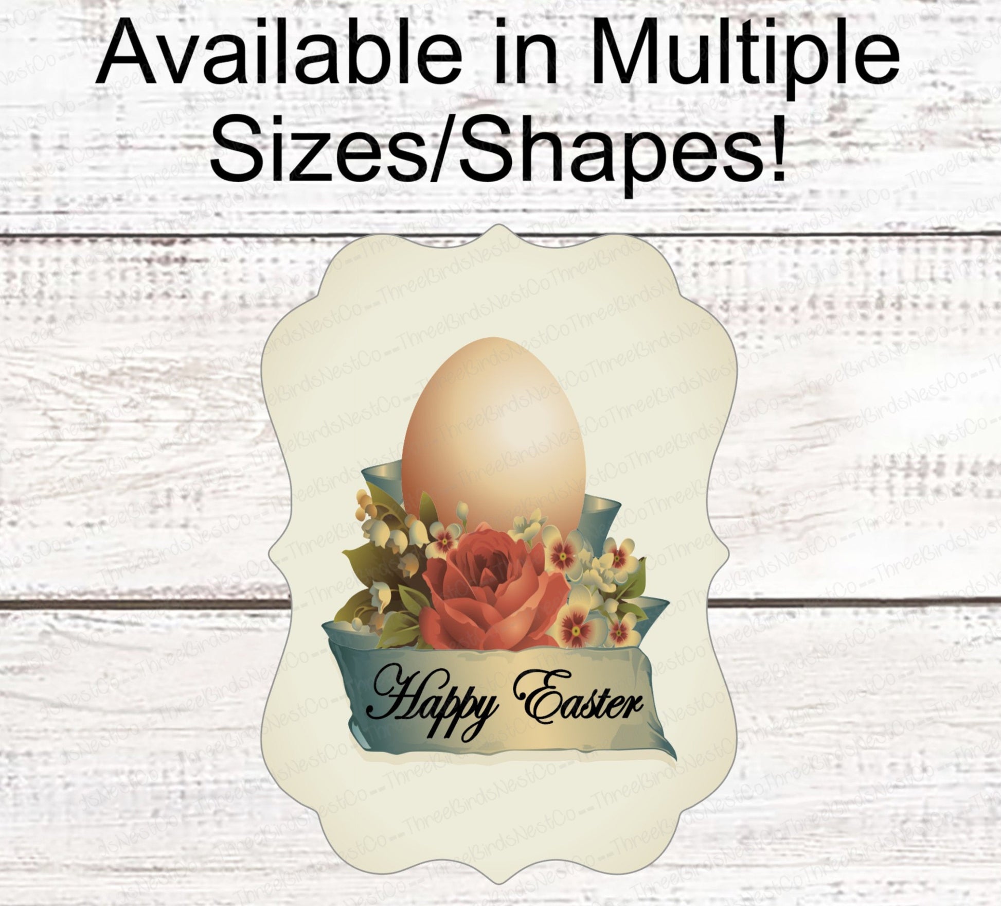 Vintage Easter - Easter Sign - Easter Egg Sign - Easter Wreath - Floral Wreath Sign - Metal Wreath Sign
