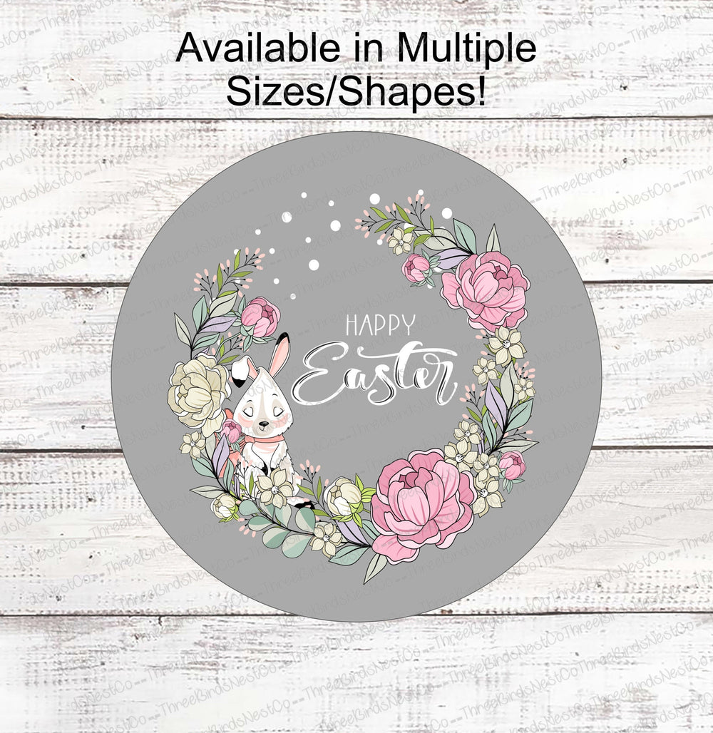 Happy Easter Sign - Welcome Wreath Sign - Easter Sign - Easter Bunny Sign - Easter Wreath Sign - Welcome Bunny Sign
