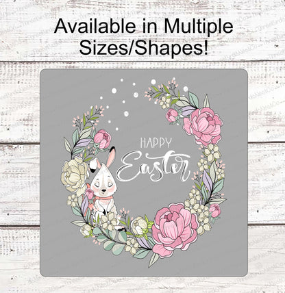 Happy Easter Sign - Welcome Wreath Sign - Easter Sign - Easter Bunny Sign - Easter Wreath Sign - Welcome Bunny Sign