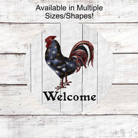 Patriotic Primitive - Rooster Sign - Primitive Wreath Signs - Patriotic Wreath Sign - Rooster Wreath Sign - Farmhouse Sign - Welcome Signs