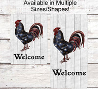 
              Patriotic Primitive - Rooster Sign - Primitive Wreath Signs - Patriotic Wreath Sign - Rooster Wreath Sign - Farmhouse Sign - Welcome Signs
            