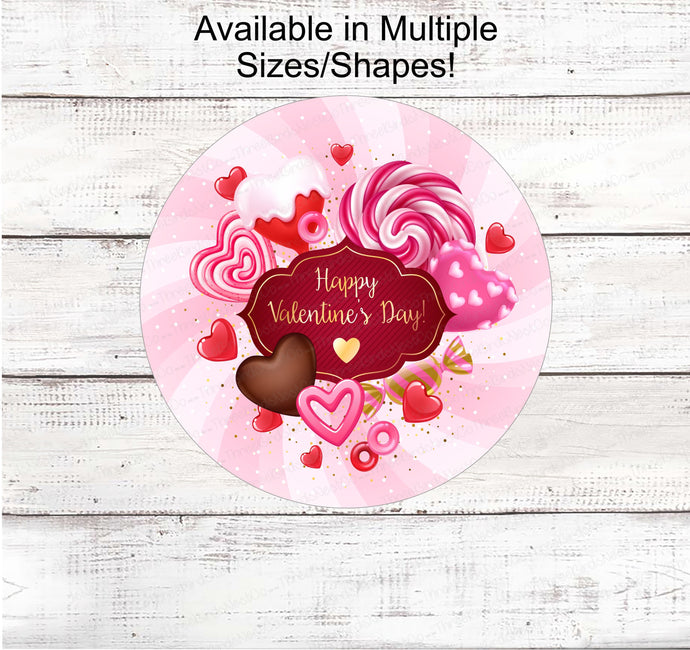 Valentines Day Sign - Valentines Wreath Sign - Valentines Candy - Lollypop Sign - Candy Sign - Happy Valentines Day - Heart Sign