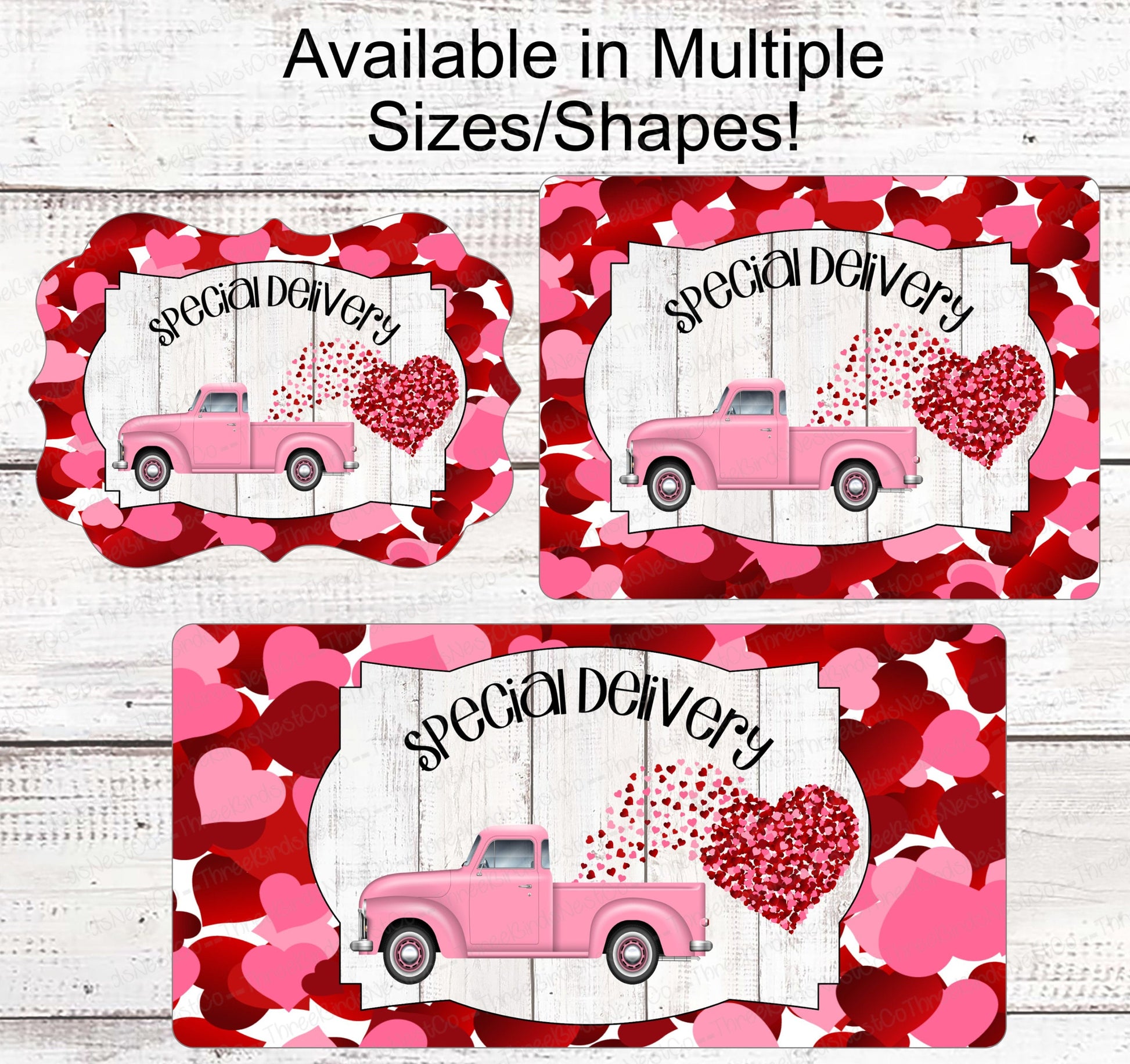 Valentines Day Sign - Old Red Truck - Valentines Truck - Hearts Sign - Happy Valentines Day - Metal Wreath Sign