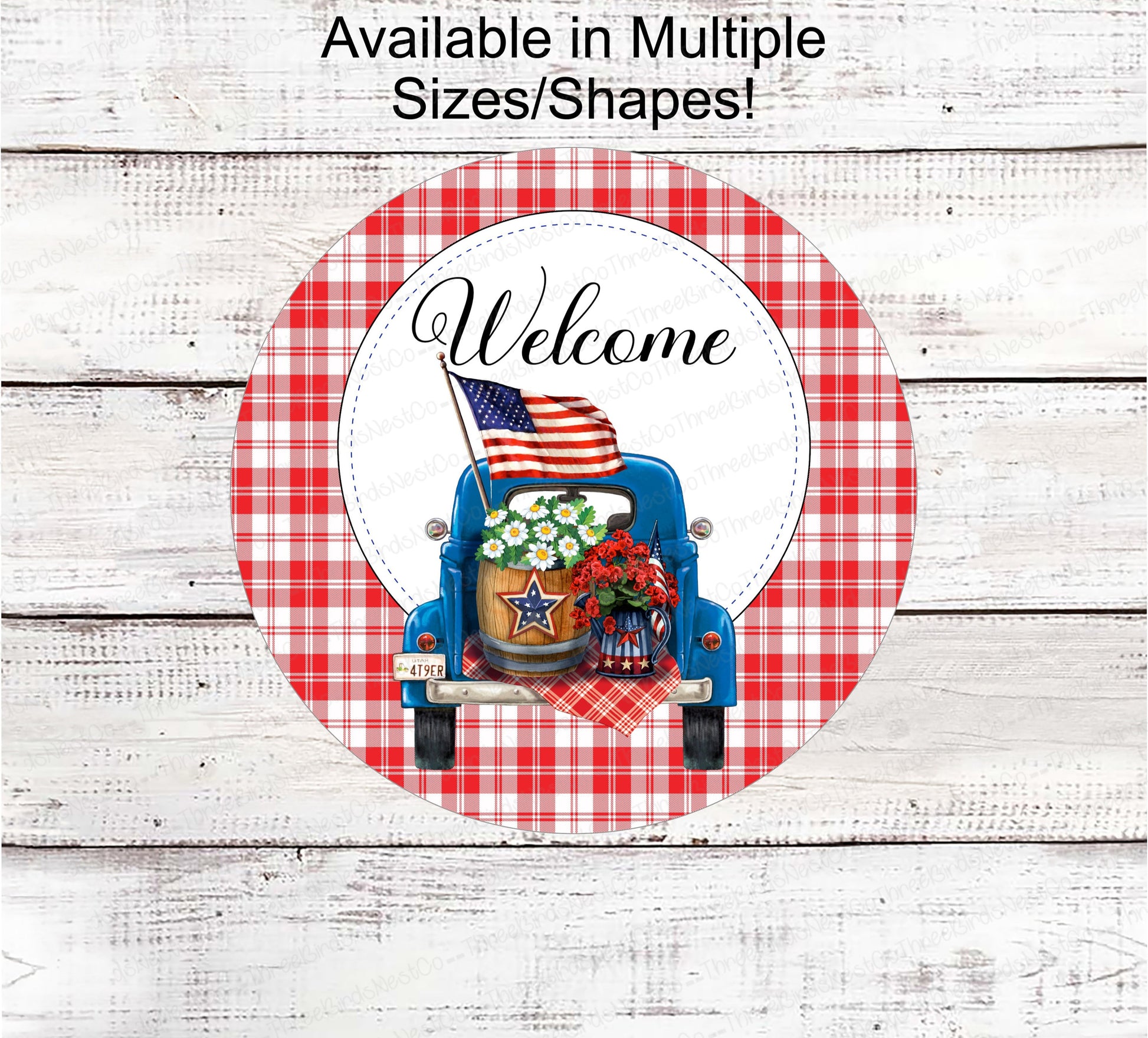 Patriotic Wreath Sign - Flower Truck Sign - Patriotic Welcome Sign - Patriotic Truck - Patriotic Signs for Wreath - 4th of July Signs