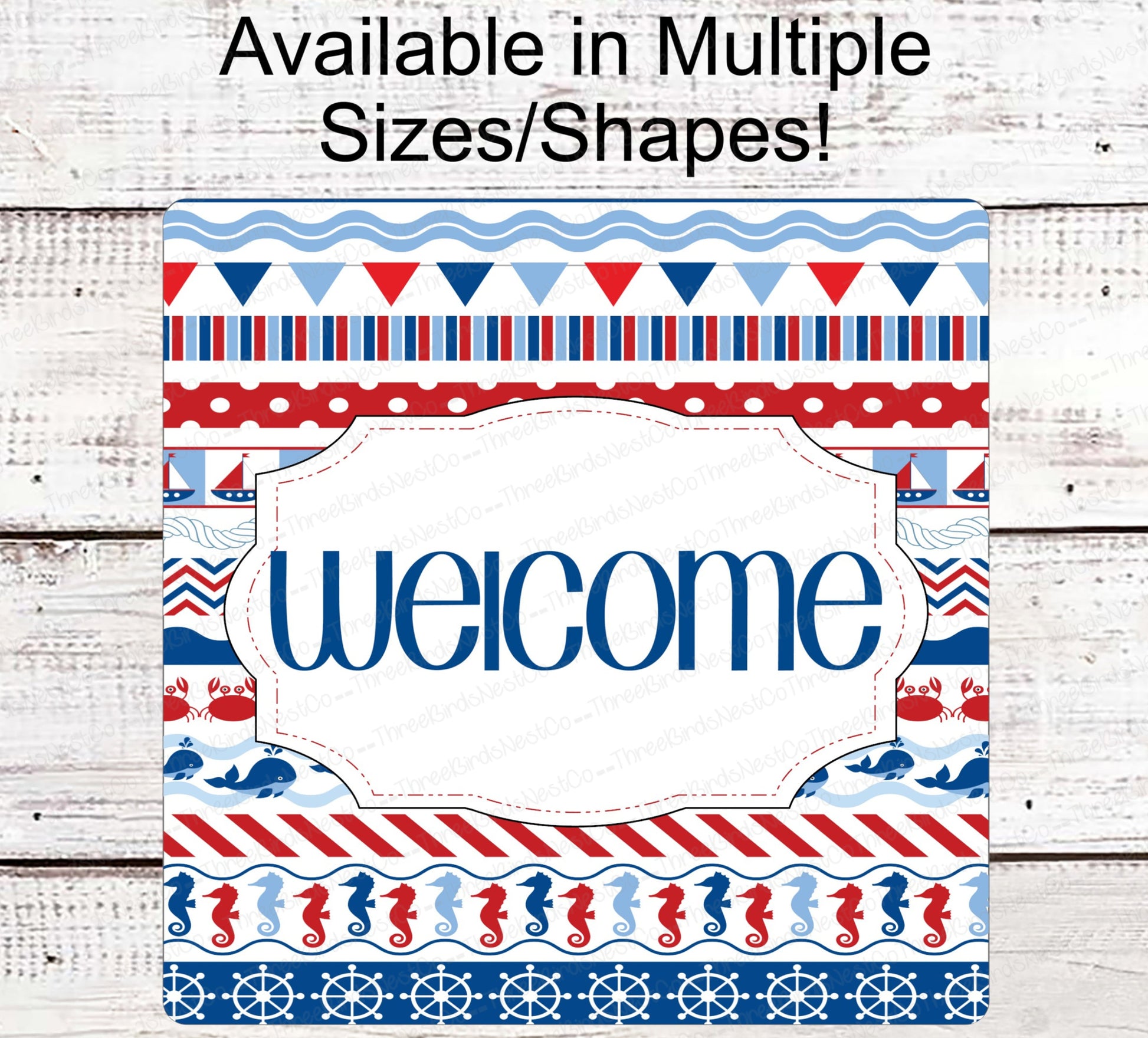Beach Wreath Sign - Welcome Wreath Sign - Starfish Sign - Beach Welcome Sign - Seahorse Sign - Whale Sign - Sailboat Sign - Nautical Welcome