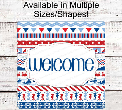 Beach Wreath Sign - Welcome Wreath Sign - Starfish Sign - Beach Welcome Sign - Seahorse Sign - Whale Sign - Sailboat Sign - Nautical Welcome