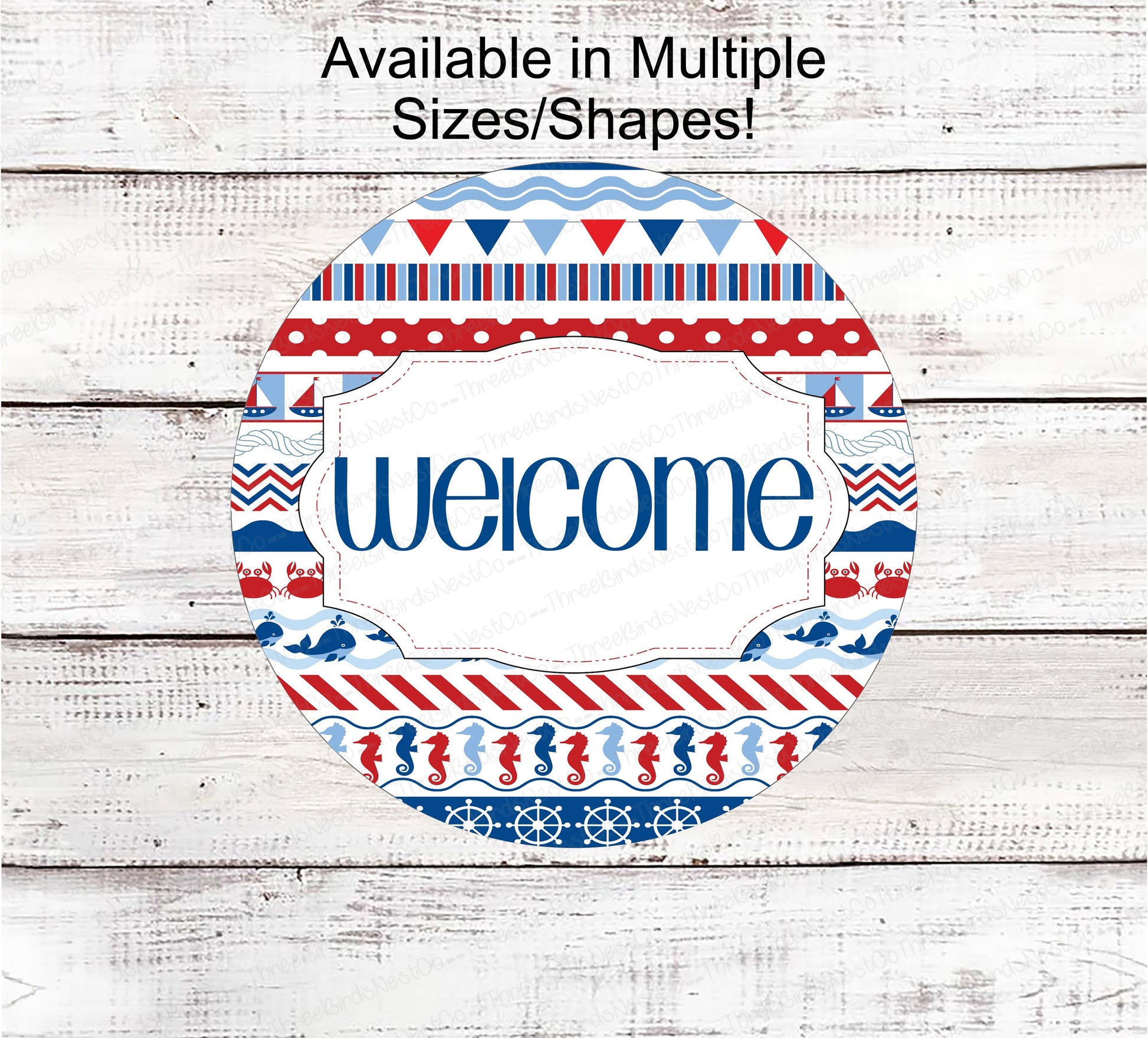 Beach Wreath Sign - Welcome Wreath Sign - Starfish Sign - Beach Welcome Sign - Seahorse Sign - Whale Sign - Sailboat Sign - Nautical Welcome